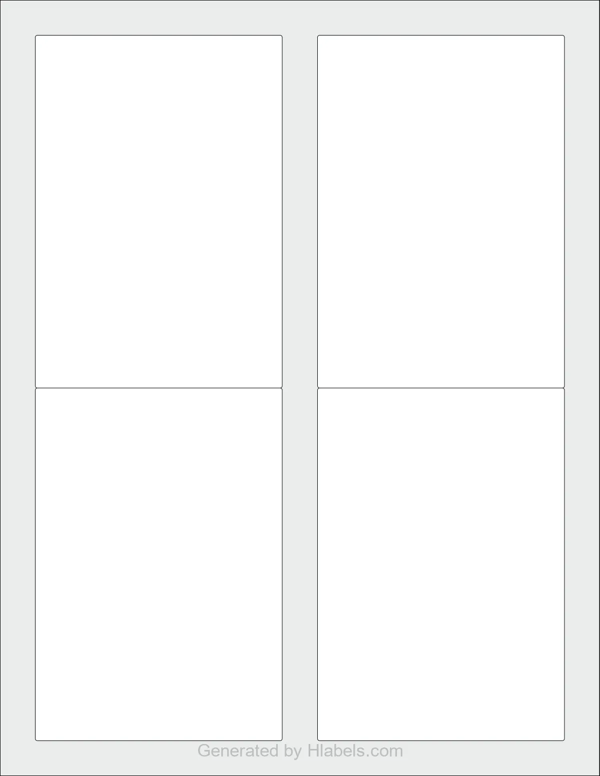 OnlineLabels® OL5100 template with 4 rectangular 3.5 x 5 inch labels per sheet, on Letter-size adhesive blank label sheets.