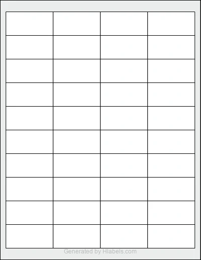 OnlineLabels® OL5125 template with 40 rectangular 2 x 1 inch labels per sheet, on Letter-size adhesive blank label sheets.