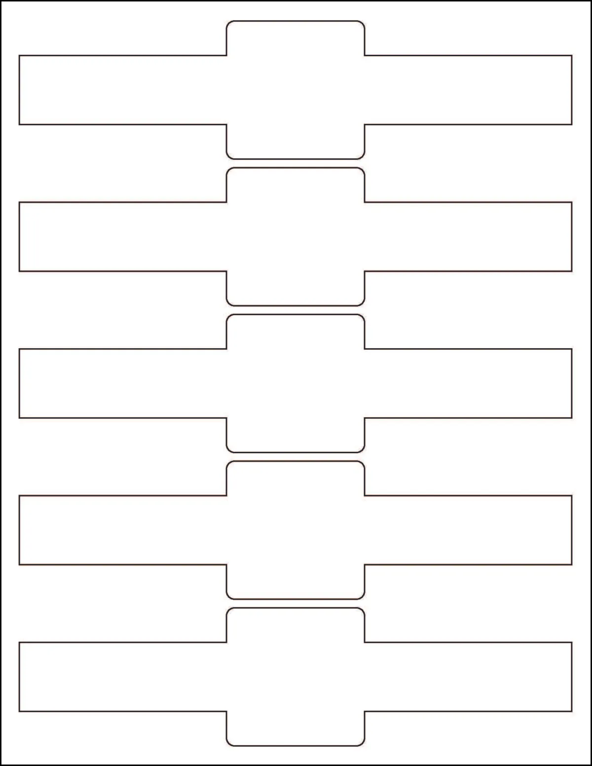OnlineLabels® OL5226 template with 5 unique shape labels per sheet, on Letter-size adhesive blank label sheets.