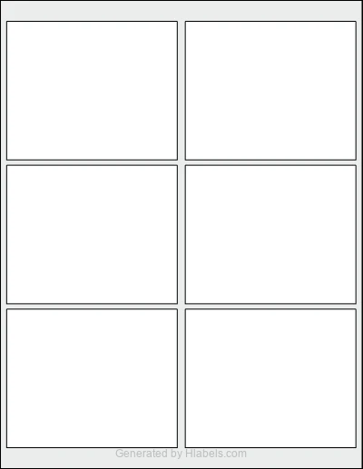 OnlineLabels® OL525 template with 6 rectangular 4 x 3.25 inch labels per sheet, on Letter-size adhesive blank label sheets.