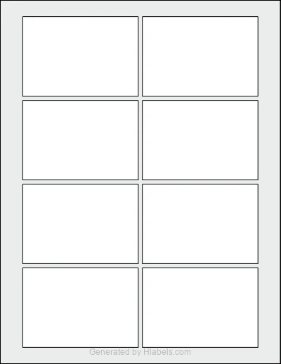 OnlineLabels® OL544 template with 8 rectangular 3.5 x 2.4031 inch labels per sheet, on Letter-size adhesive blank label sheets.