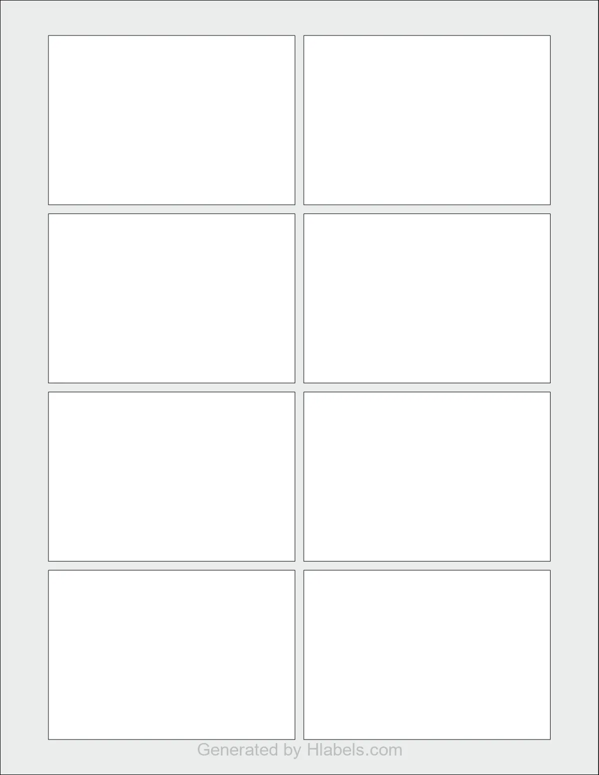 OnlineLabels® OL544 template with 8 rectangular 3.5 x 2.4031 inch labels per sheet, on Letter-size adhesive blank label sheets.