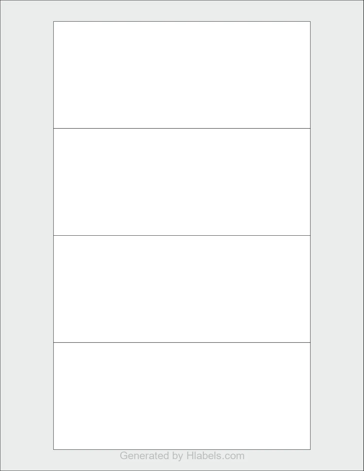 OnlineLabels® OL5550 template with 4 rectangular 6 x 2.5 inch labels per sheet, on Letter-size adhesive blank label sheets.
