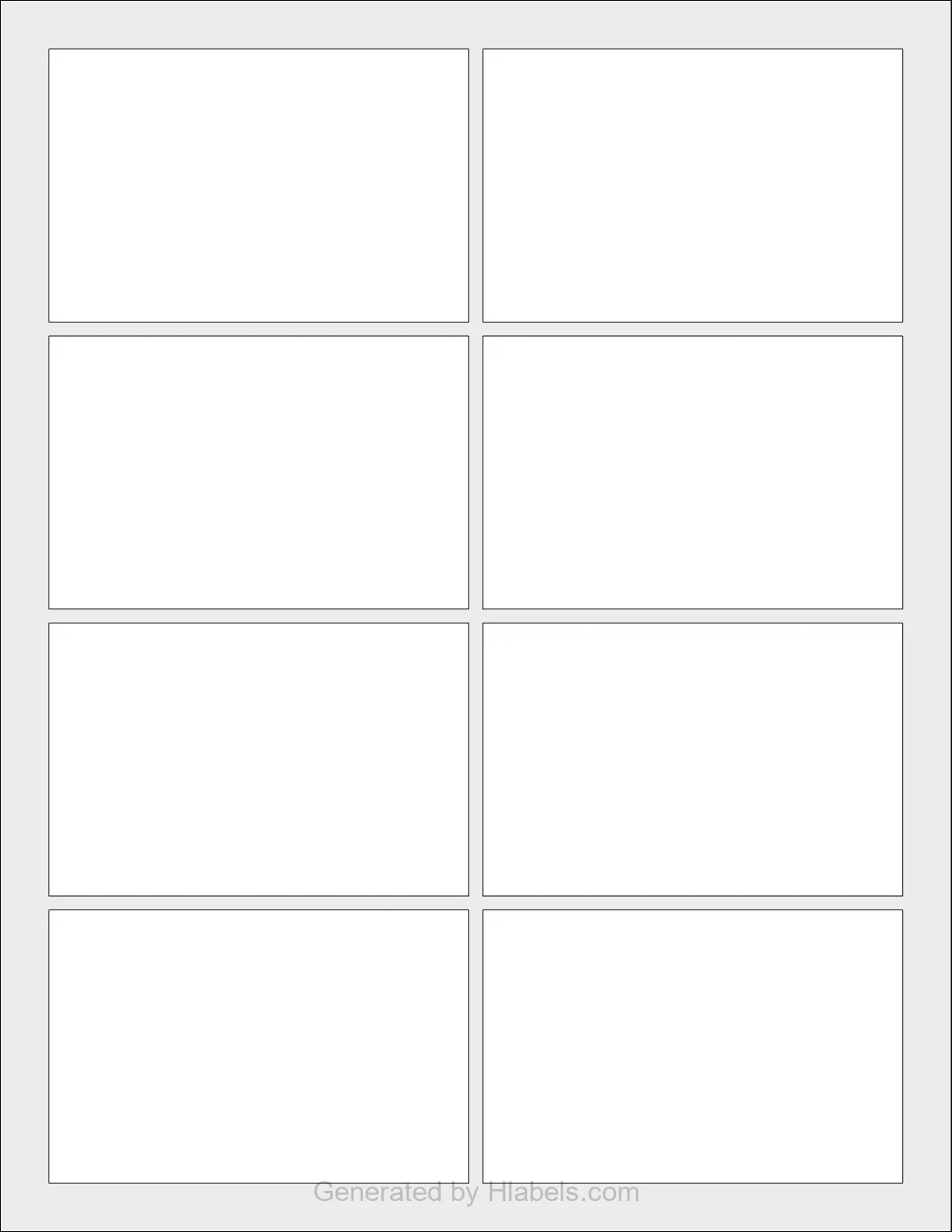 OnlineLabels® OL575 template with 8 rectangular 3.75 x 2.438 inch labels per sheet, on Letter-size adhesive blank label sheets.