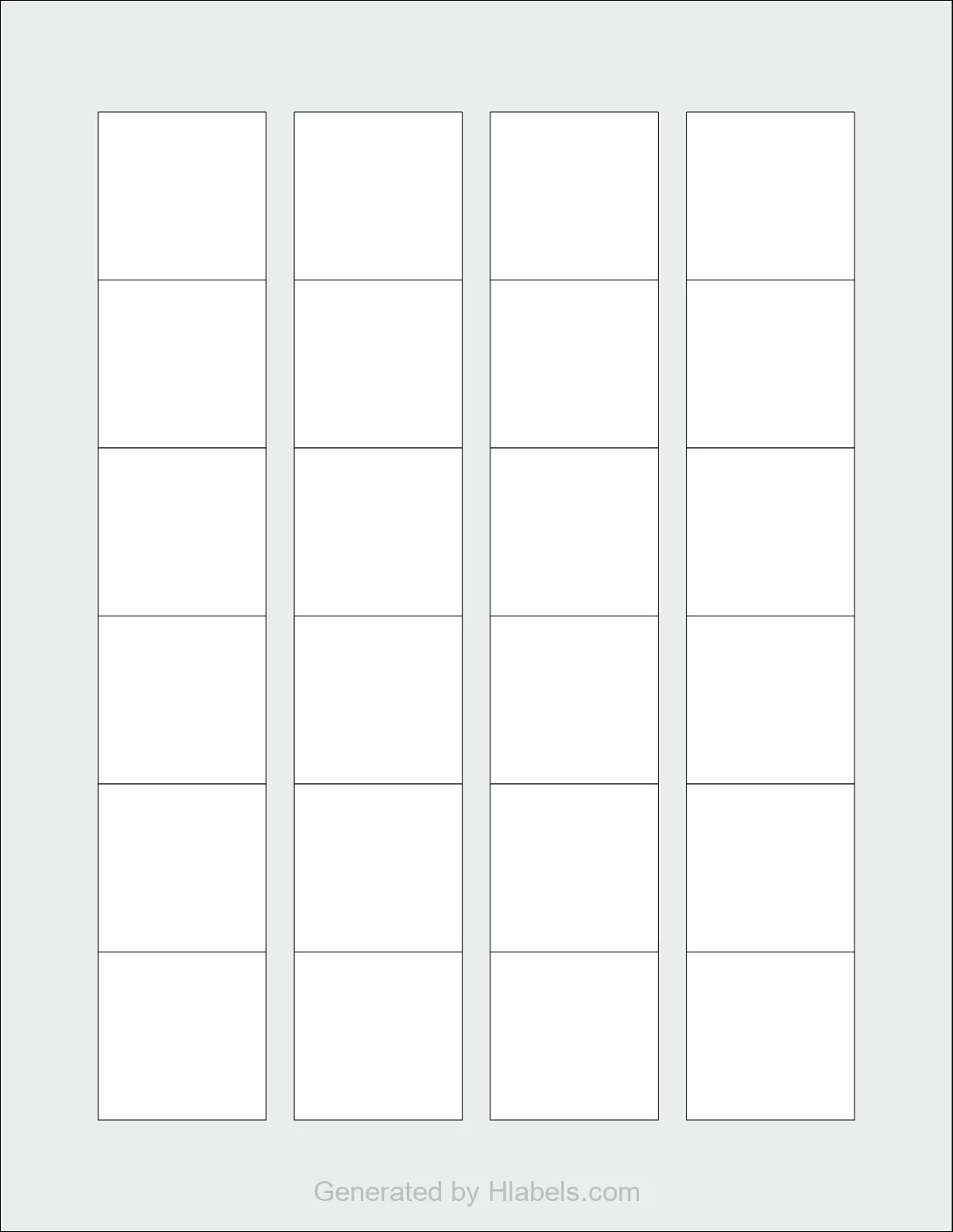 OnlineLabels® OL6300 template with 24 square 1.5 x 1.5 inch labels per sheet, on Letter-size adhesive blank label sheets.