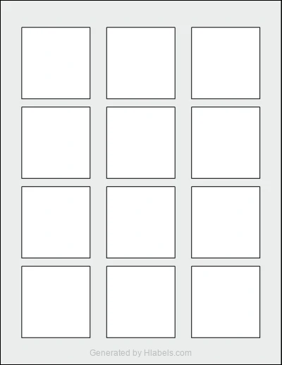 OnlineLabels® OL663 template with 12 rectangular 2.0625 x 2.15 inch labels per sheet, on Letter-size adhesive blank label sheets.