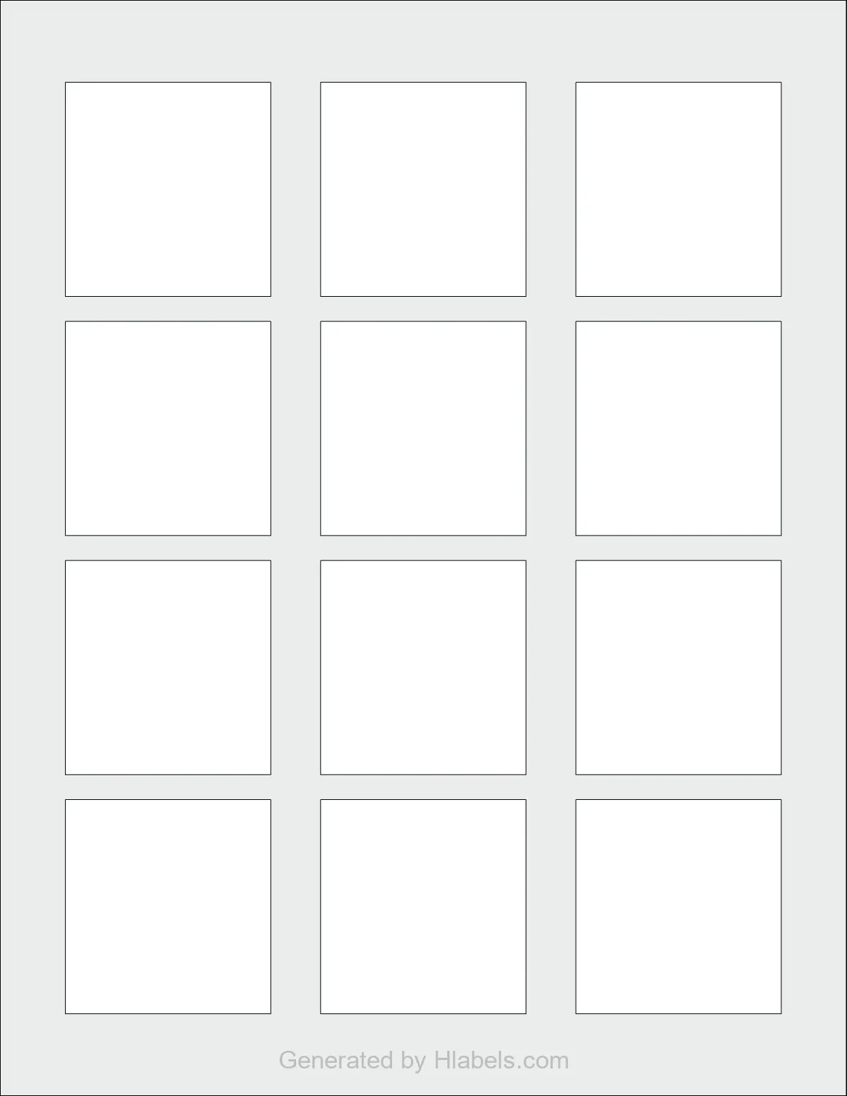 OnlineLabels® OL663 template with 12 rectangular 2.0625 x 2.15 inch labels per sheet, on Letter-size adhesive blank label sheets.