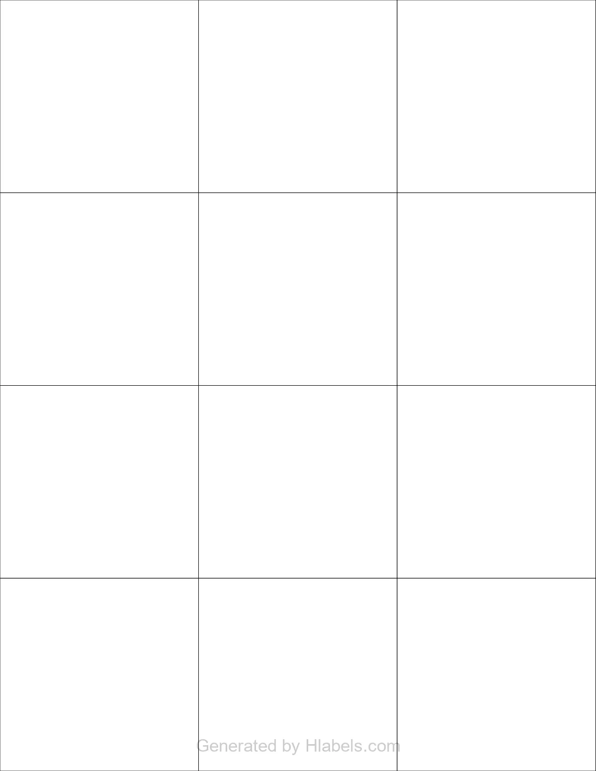 OnlineLabels® OL675 template with 12 rectangular 2.8333 x 2.75 inch labels per sheet, on Letter-size adhesive blank label sheets.