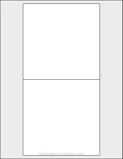 OnlineLabels® OL685 template with 2 rectangular 5.3125 x 5.25 inch labels per sheet, on Letter-size adhesive blank label sheets.