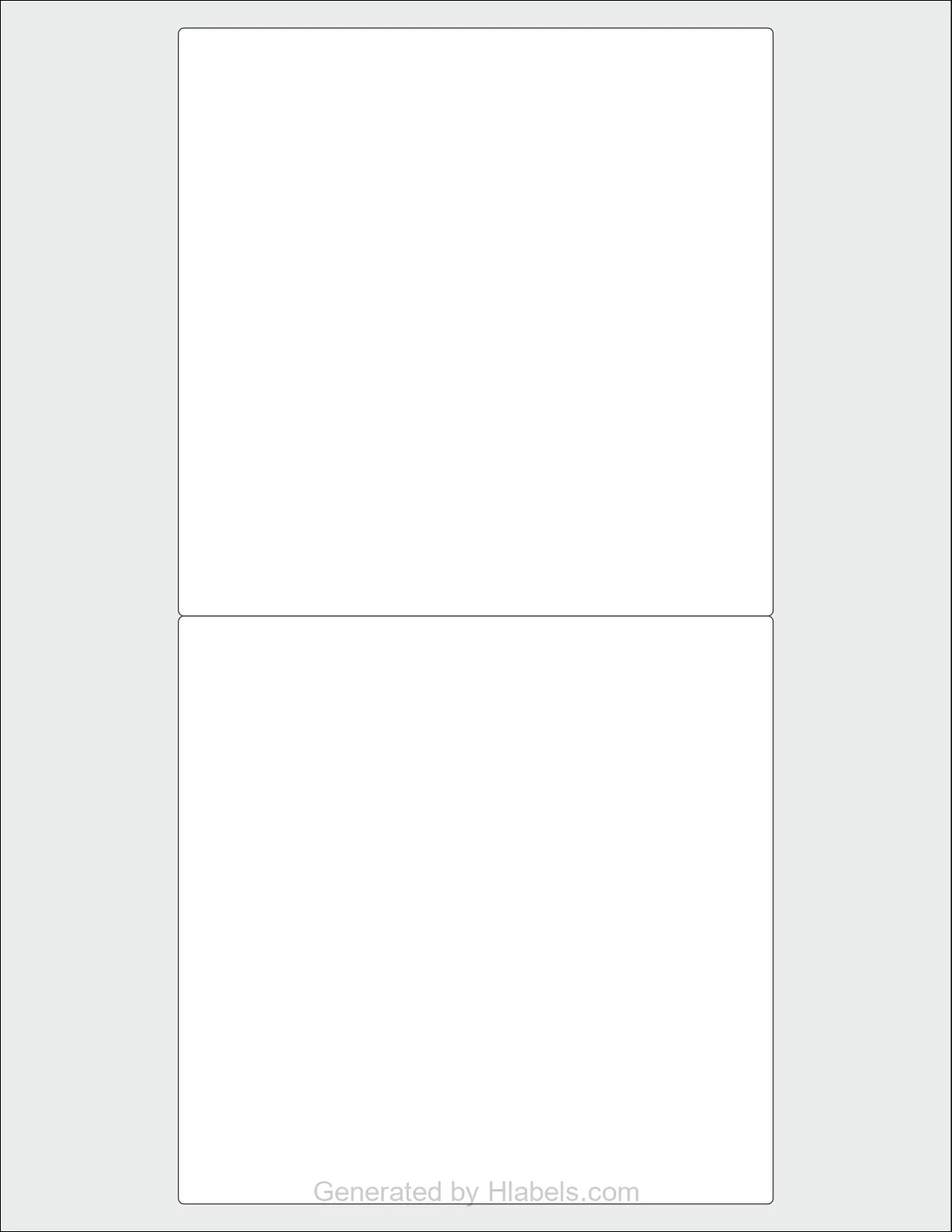OnlineLabels® OL685 template with 2 rectangular 5.3125 x 5.25 inch labels per sheet, on Letter-size adhesive blank label sheets.