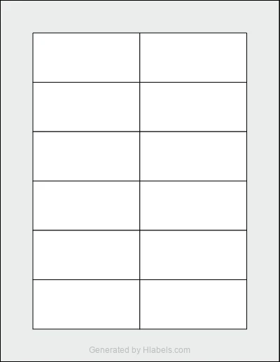 OnlineLabels® OL6850 template with 12 rectangular 3.25 x 1.5 inch labels per sheet, on Letter-size adhesive blank label sheets.