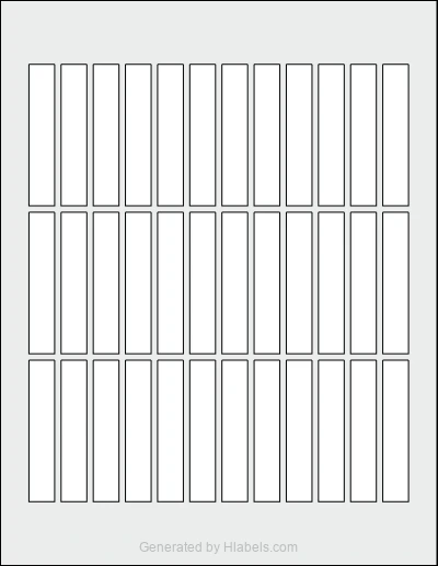 OnlineLabels® OL6925 template with 36 rectangular 0.5 x 2.75 inch labels per sheet, on Letter-size adhesive blank label sheets.