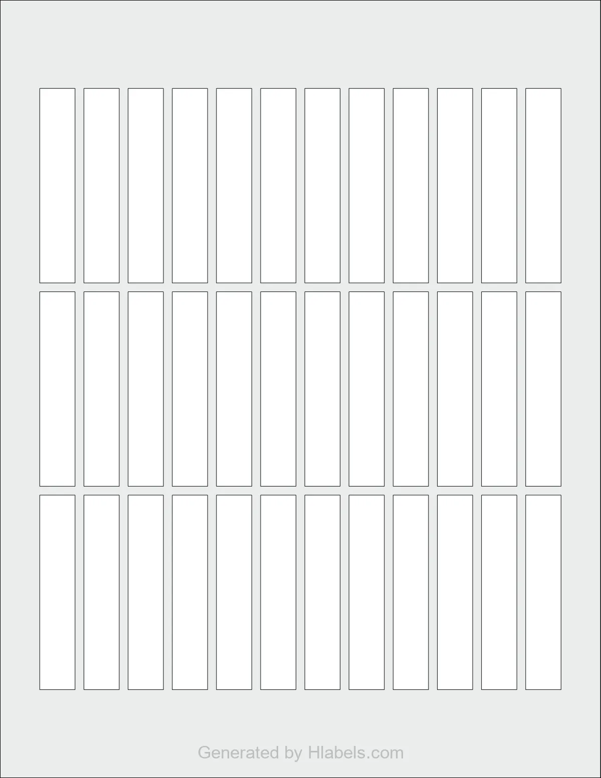 OnlineLabels® OL6925 template with 36 rectangular 0.5 x 2.75 inch labels per sheet, on Letter-size adhesive blank label sheets.