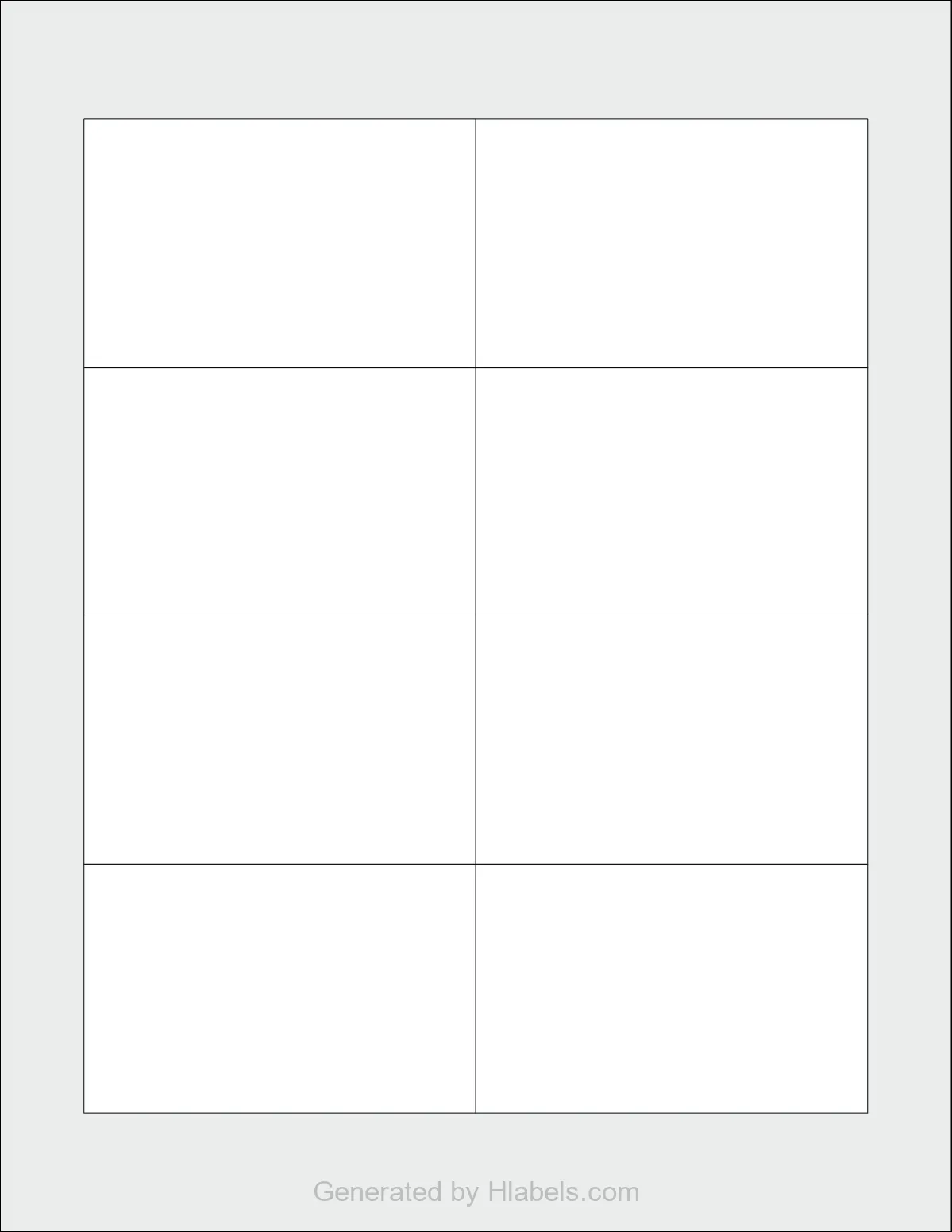 OnlineLabels® OL712 template with 8 rectangular 3.5 x 2.2188 inch labels per sheet, on Letter-size adhesive blank label sheets.