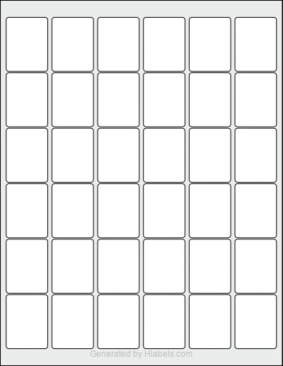 OnlineLabels® OL742 template with 36 rectangular 1.25 x 1.625 inch labels per sheet, on Letter-size adhesive blank label sheets.