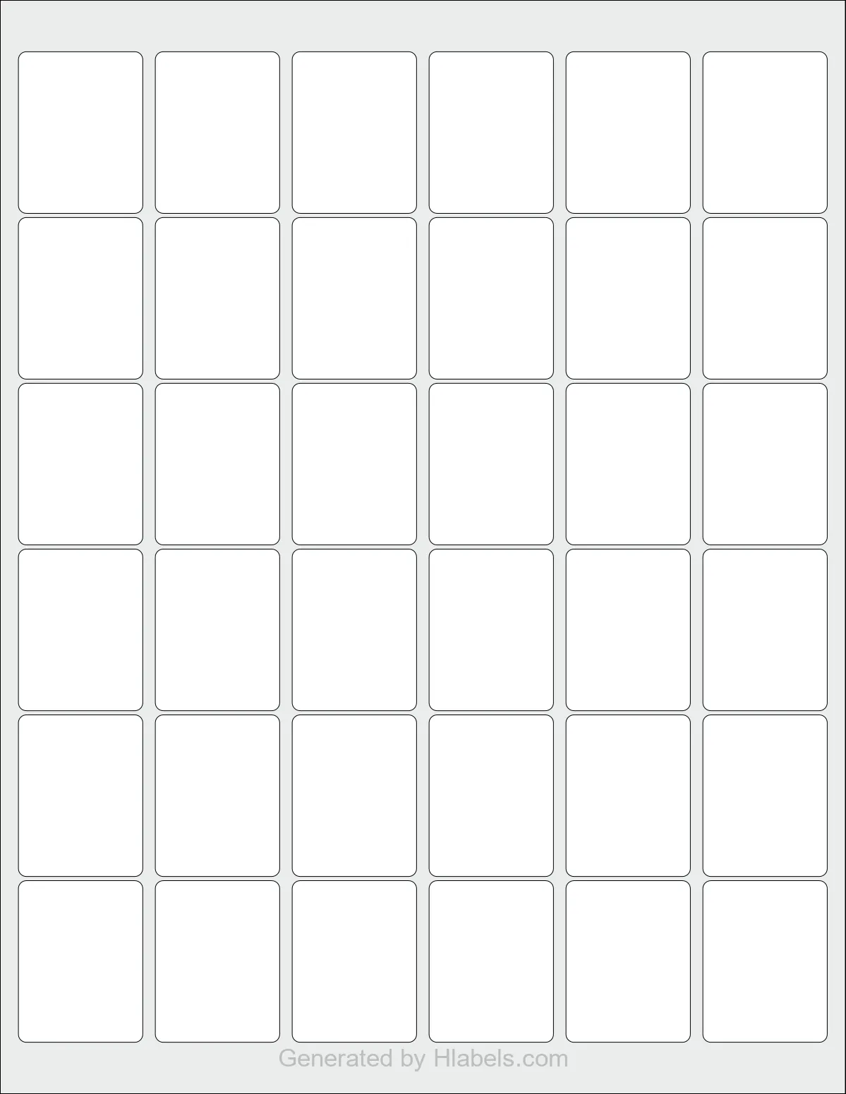 OnlineLabels® OL742 template with 36 rectangular 1.25 x 1.625 inch labels per sheet, on Letter-size adhesive blank label sheets.