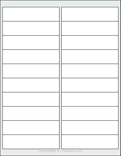 OnlineLabels® OL75 template with 20 rectangular 4 x 1 inch labels per sheet, on Letter-size adhesive blank label sheets.