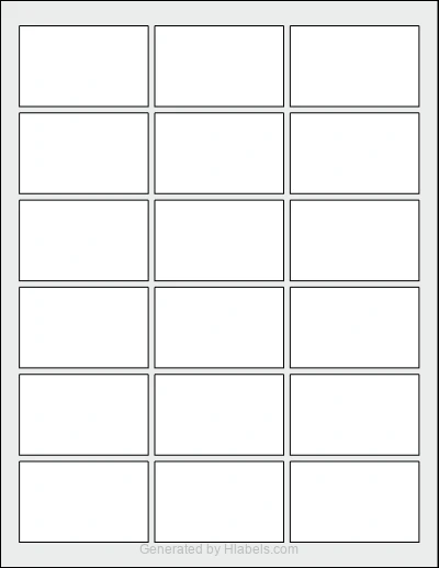 OnlineLabels® OL800 template with 18 rectangular 2.5 x 1.563 inch labels per sheet, on Letter-size adhesive blank label sheets.