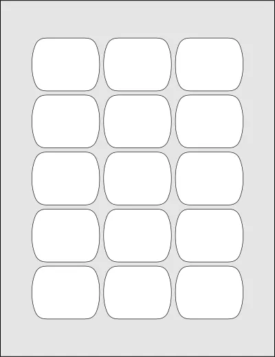 OnlineLabels® OL8325 template with 15 unique shape labels per sheet, on Letter-size adhesive blank label sheets.