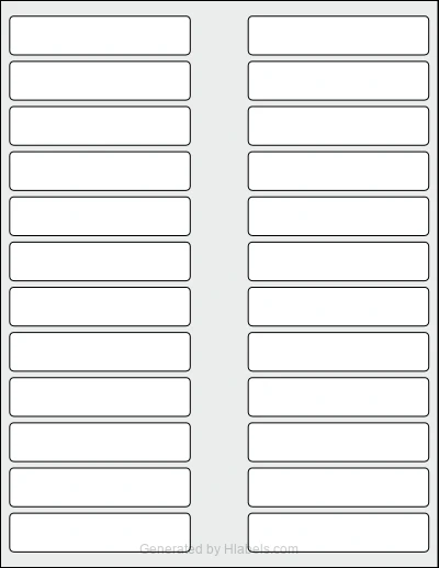 OnlineLabels® OL850 template with 24 rectangular 3.5 x 0.75 inch labels per sheet, on Letter-size adhesive blank label sheets.
