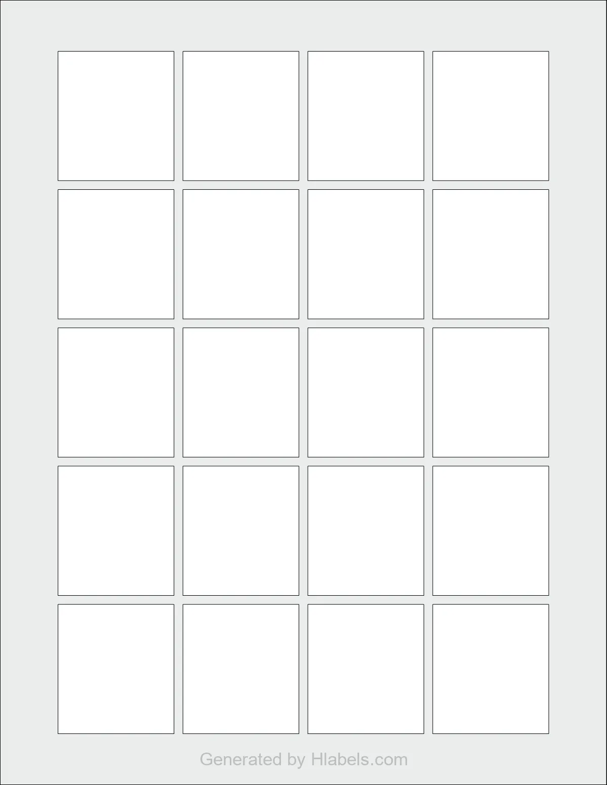 OnlineLabels® OL864 template with 20 rectangular 1.625 x 1.8125 inch labels per sheet, on Letter-size adhesive blank label sheets.