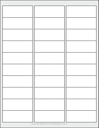 OnlineLabels® OL875 template with 30 rectangular 2.5935 x 1 inch labels per sheet, on Letter-size adhesive blank label sheets.