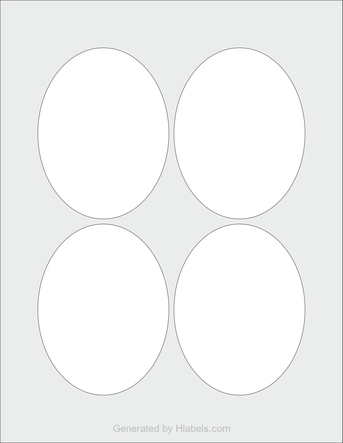 OnlineLabels® OL893 template with 4 oval 3.25 x 4.25 inch labels per sheet, on Letter-size adhesive blank label sheets.