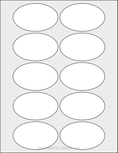 OnlineLabels® OL894 template with 10 oval 3.25 x 2 inch labels per sheet, on Letter-size adhesive blank label sheets.