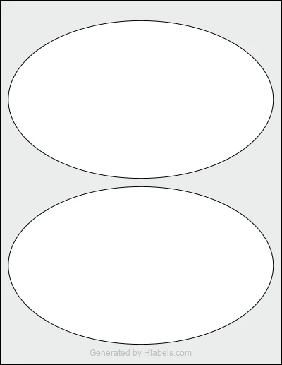 OnlineLabels® OL896 template with 2 oval 8 x 4.75 inch labels per sheet, on Letter-size adhesive blank label sheets.