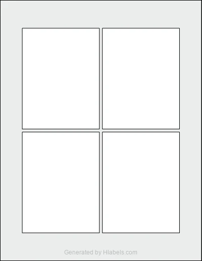 OnlineLabels® OL904 template with 4 rectangular 3.25 x 4.25 inch labels per sheet, on Letter-size adhesive blank label sheets.