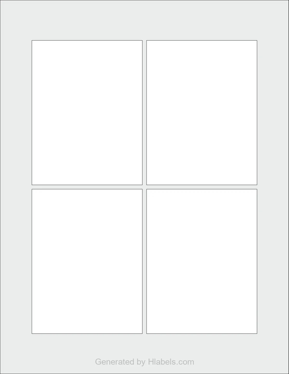 OnlineLabels® OL904 template with 4 rectangular 3.25 x 4.25 inch labels per sheet, on Letter-size adhesive blank label sheets.
