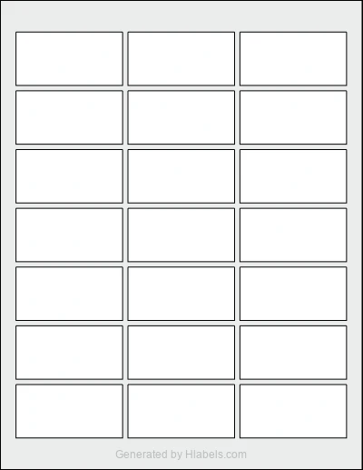 OnlineLabels® OL911 template with 21 rectangular 2.5 x 1.25 inch labels per sheet, on Letter-size adhesive blank label sheets.