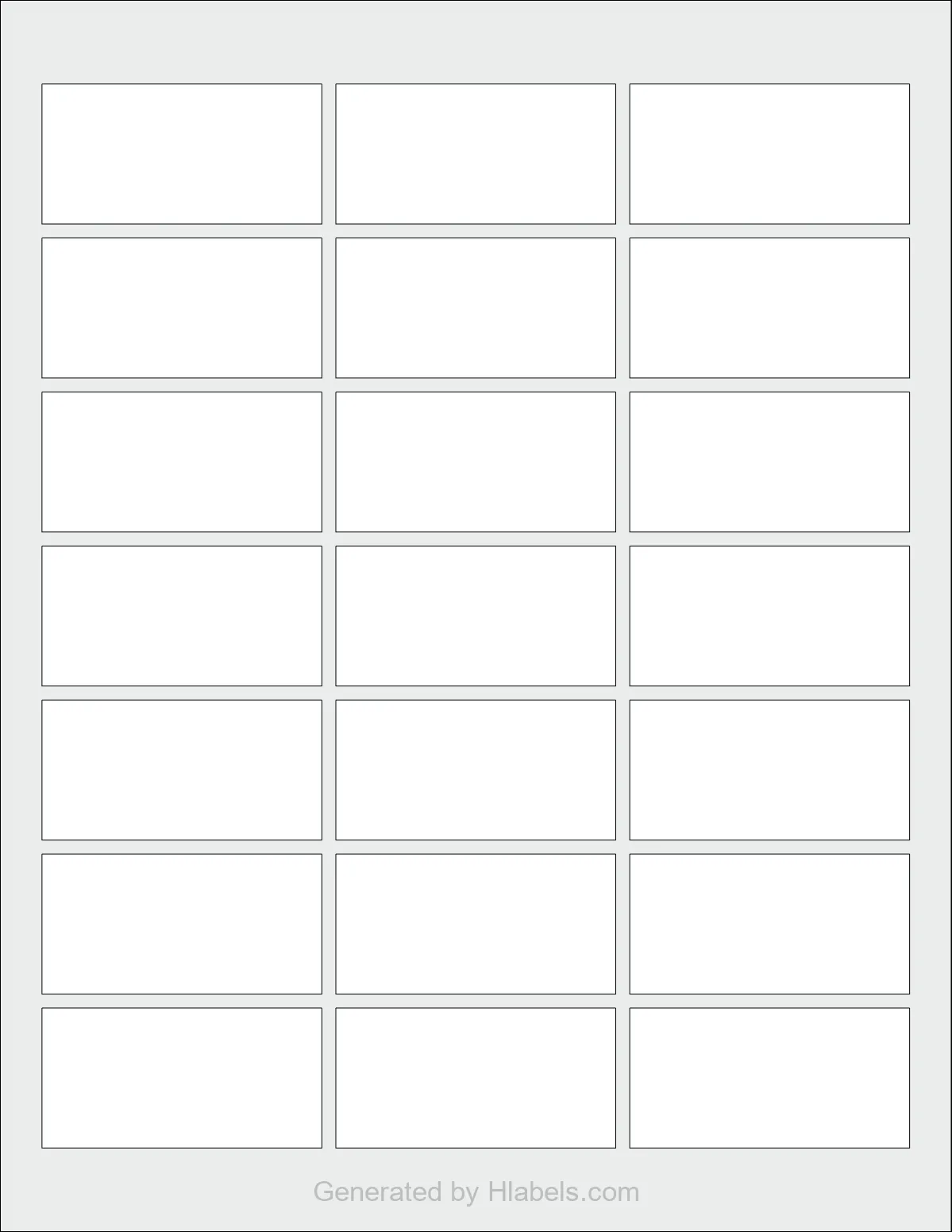 OnlineLabels® OL911 template with 21 rectangular 2.5 x 1.25 inch labels per sheet, on Letter-size adhesive blank label sheets.