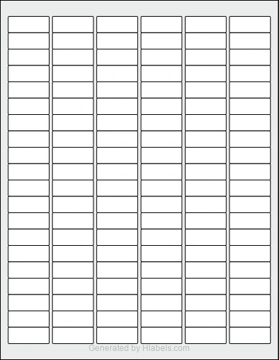 OnlineLabels® OL9125 template with 120 rectangular 1.25 x 0.5 inch labels per sheet, on Letter-size adhesive blank label sheets.