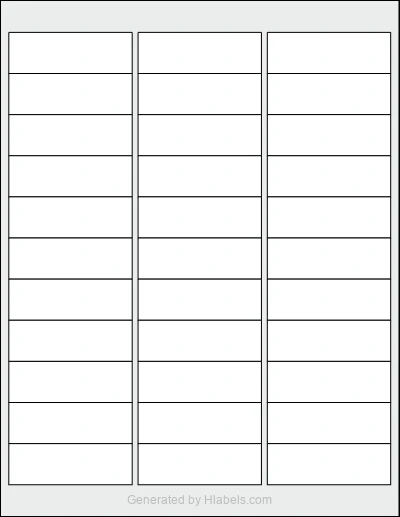 OnlineLabels® OL950 template with 33 rectangular 2.625 x 0.875 inch labels per sheet, on Letter-size adhesive blank label sheets.