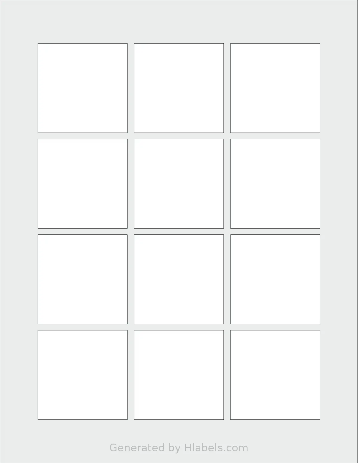 Premium® PLS225 template with 12 square 2.125 x 2.125 inch labels per sheet, on Letter-size adhesive blank label sheets.