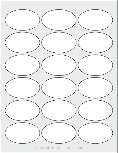 Premium® PLS270 template with 18 oval 2.5 x 1.5 inch labels per sheet, on Letter-size adhesive blank label sheets.