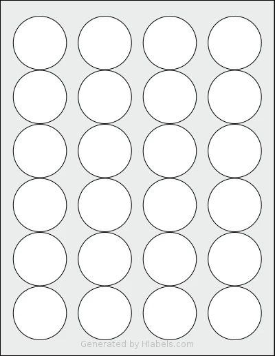 Premium® PLS310 template with 24 circle labels per sheet, each 1.65 inch in diameter, on Letter-size adhesive blank label sheets.