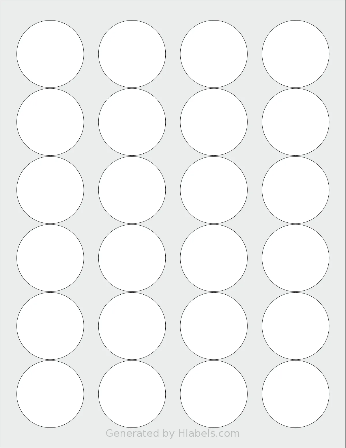 Premium® PLS310 template with 24 circle labels per sheet, each 1.65 inch in diameter, on Letter-size adhesive blank label sheets.