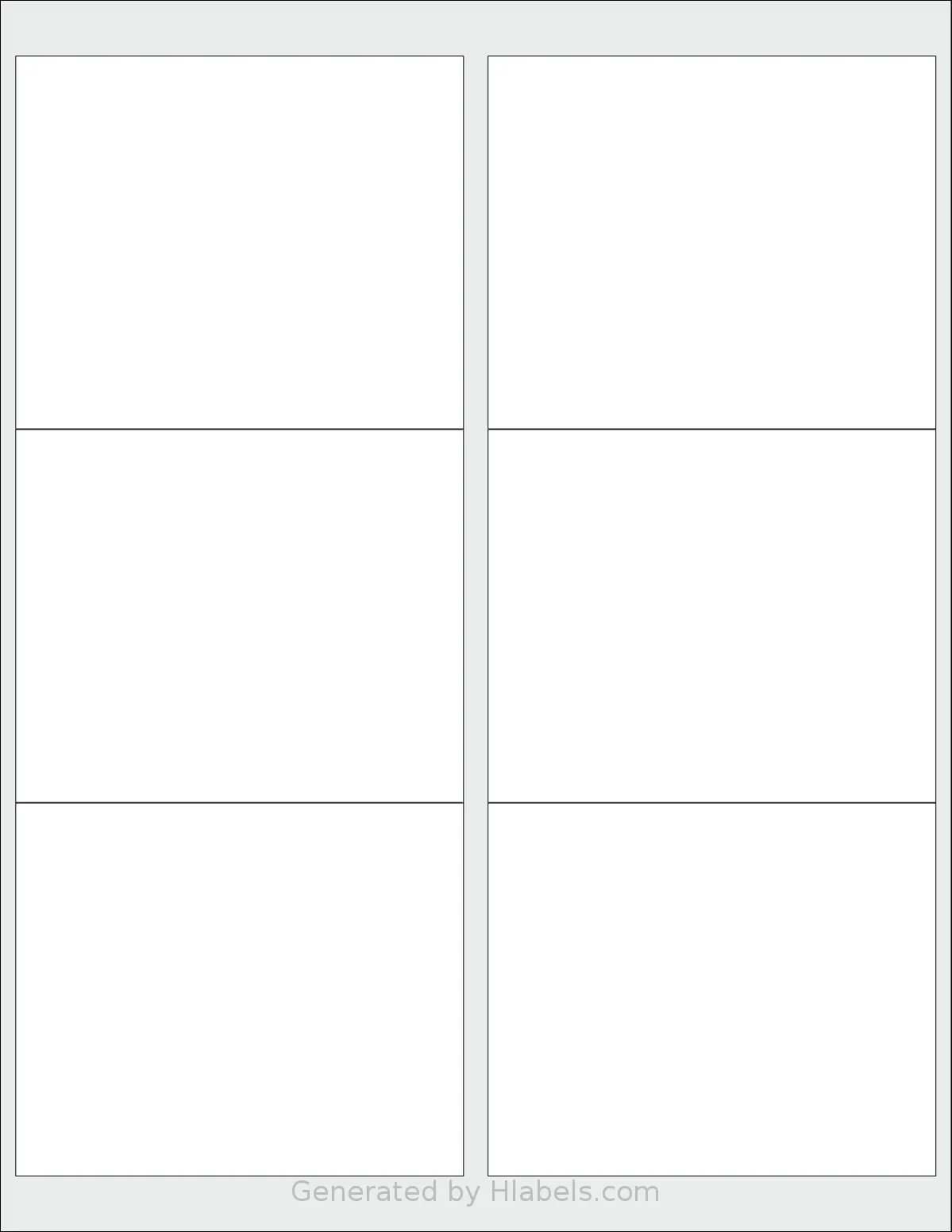 Premium® PLS375 template with 6 rectangular 4 x 3.33 inch labels per sheet, on Letter-size adhesive blank label sheets.