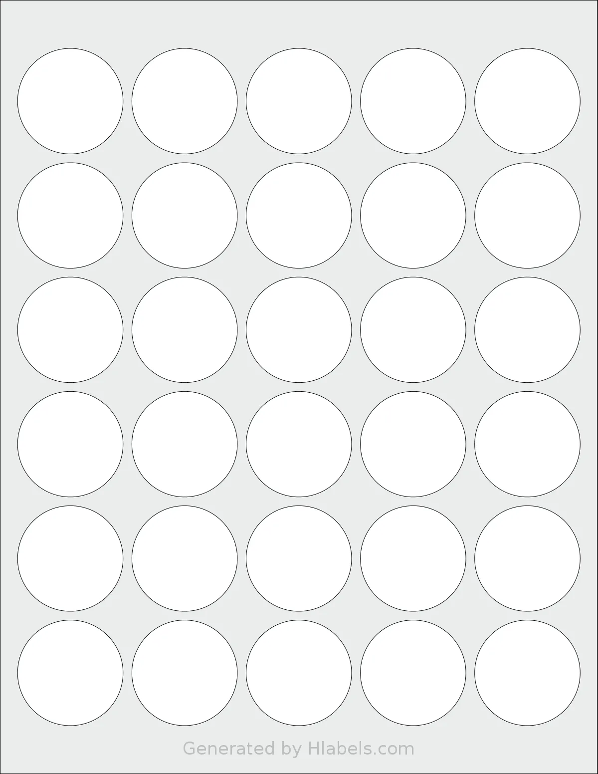 Premium® PLS423 template with 30 circle labels per sheet, each 1.5 inch in diameter, on Letter-size adhesive blank label sheets.