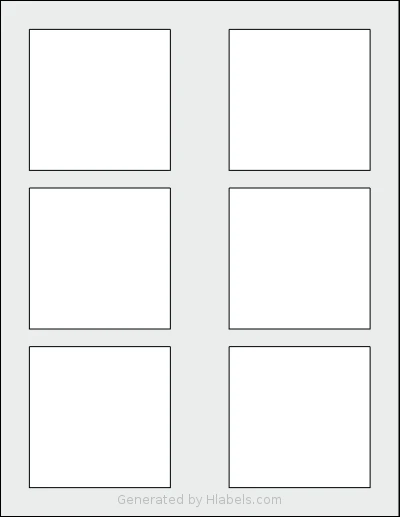 Premium® PLS451 template with 6 square 3 x 3 inch labels per sheet, on Letter-size adhesive blank label sheets.