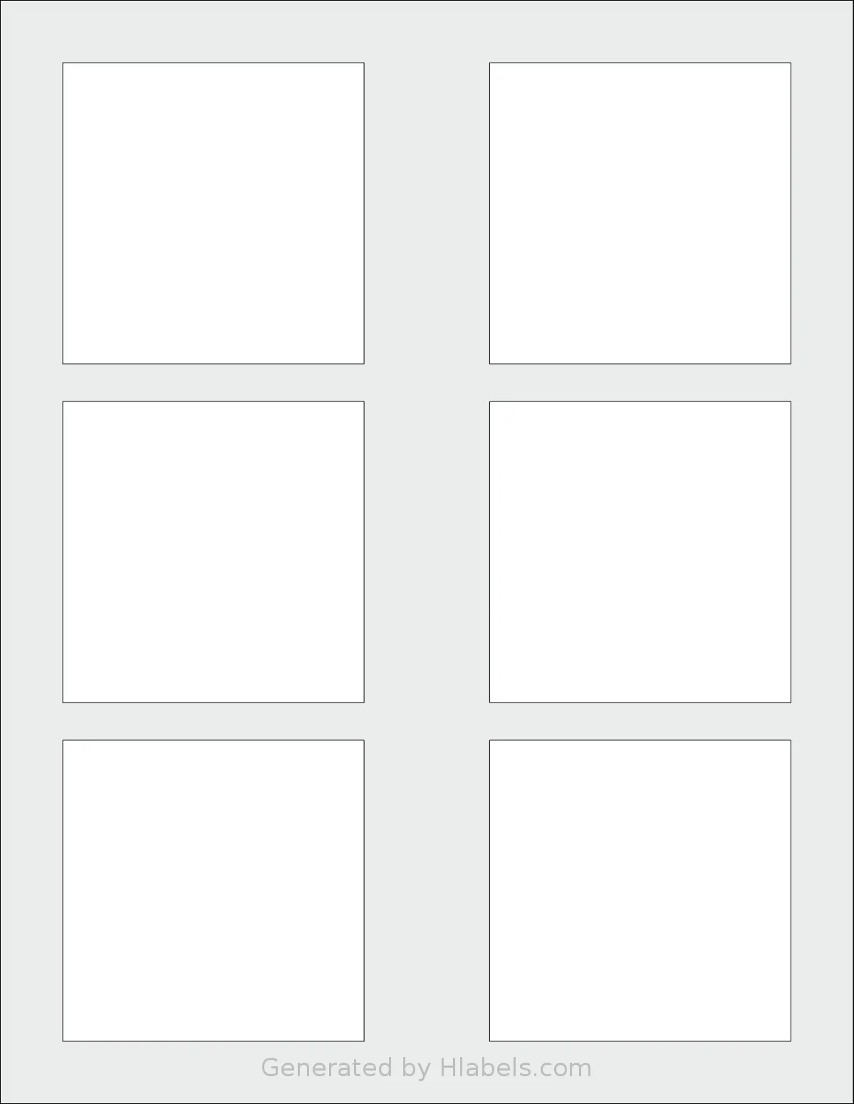 Premium® PLS451 template with 6 square 3 x 3 inch labels per sheet, on Letter-size adhesive blank label sheets.