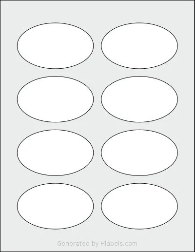 Premium® PLS570 template with 8 oval 3.33 x 2 inch labels per sheet, on Letter-size adhesive blank label sheets.