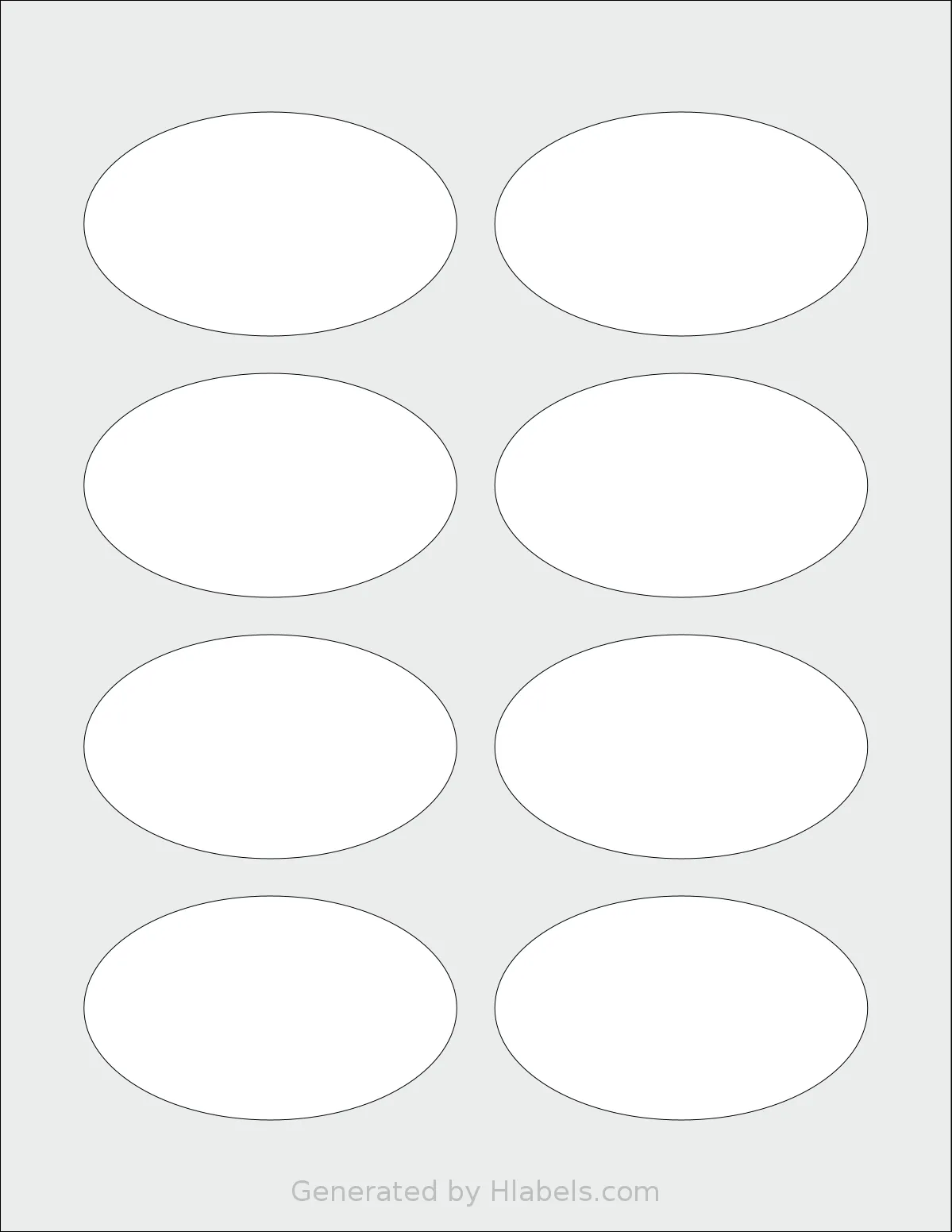 Premium® PLS570 template with 8 oval 3.33 x 2 inch labels per sheet, on Letter-size adhesive blank label sheets.