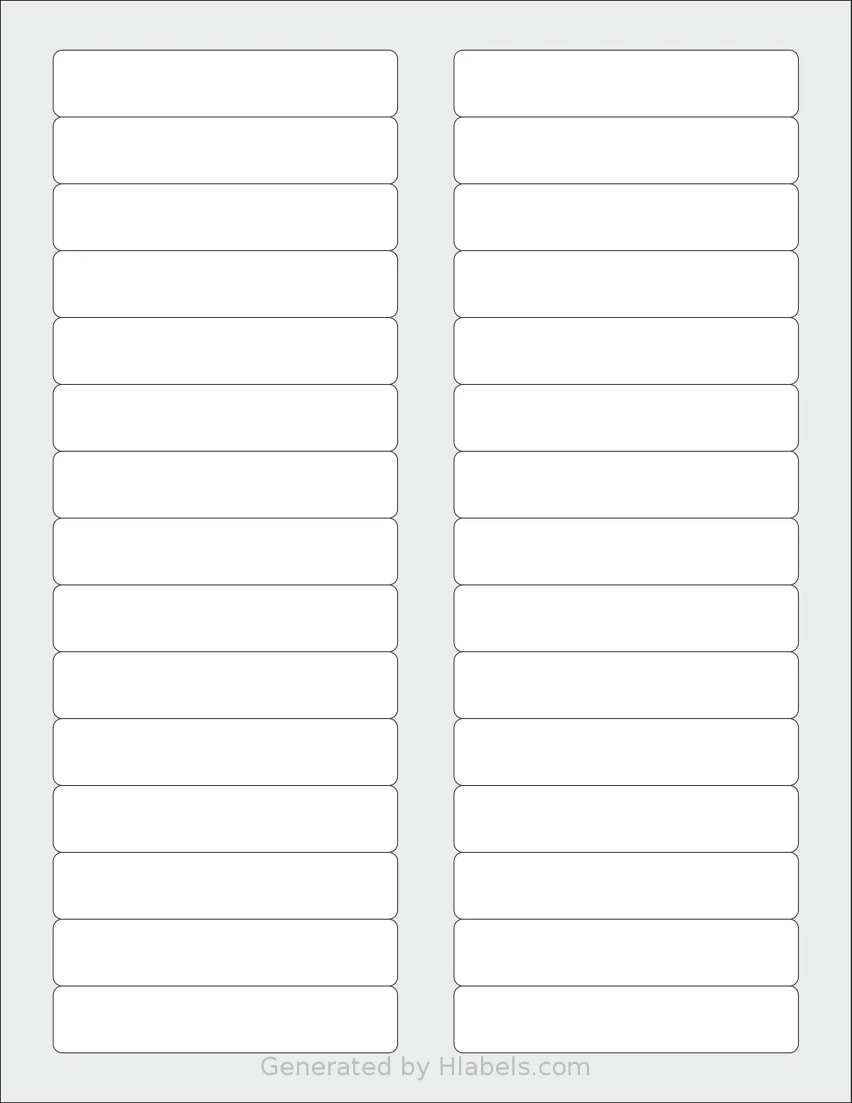 Premium® PLS715 template with 30 rectangular 3.4375 x 0.667 inch labels per sheet, on Letter-size adhesive blank label sheets.