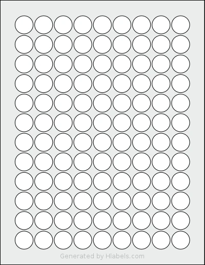 Premium® PLS828 template with 108 circle labels per sheet, each 0.75 inch in diameter, on Letter-size adhesive blank label sheets.