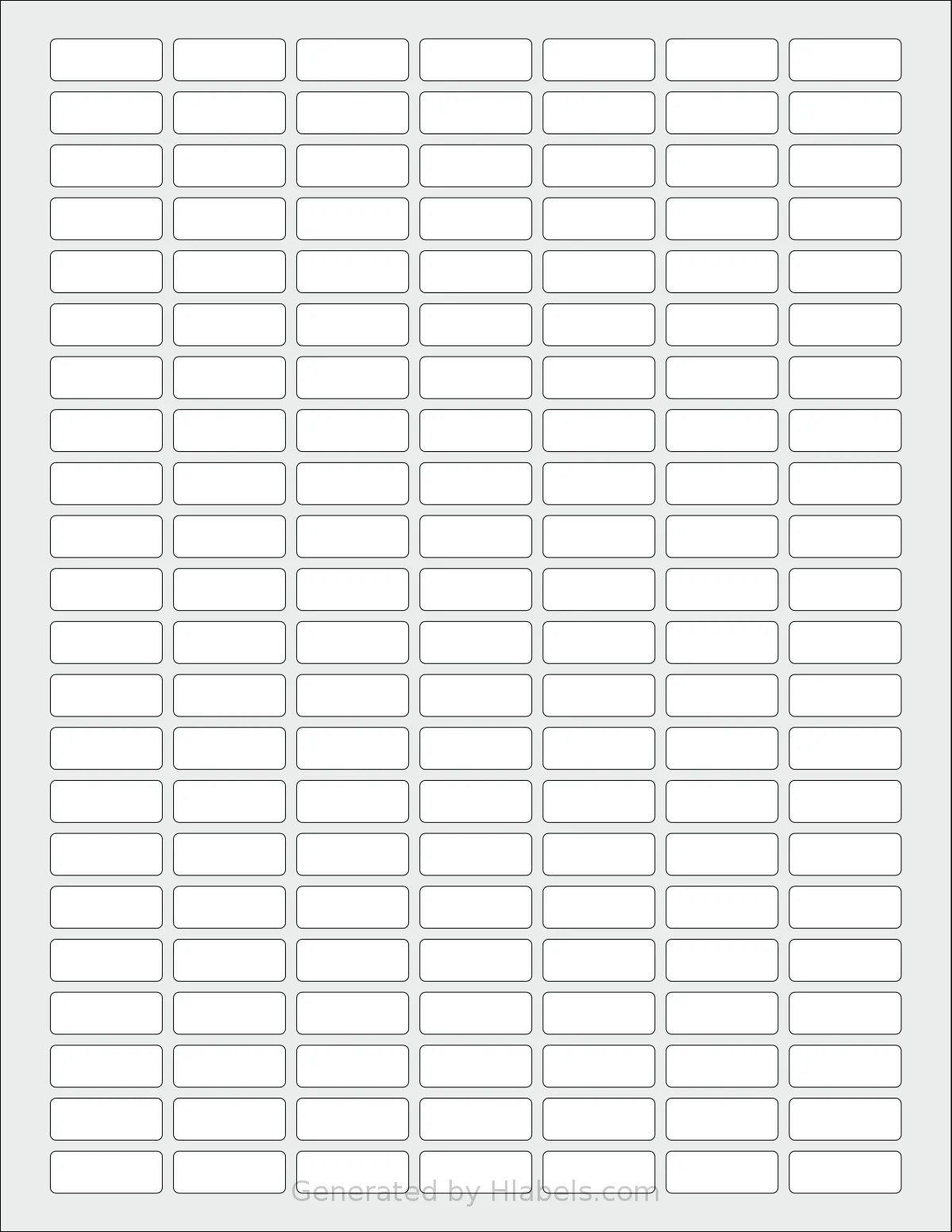 RoyalGreenMarket® RGM-154 template with 154 rectangular 1 x 0.375 inch labels per sheet, on Letter-size adhesive blank label sheets.