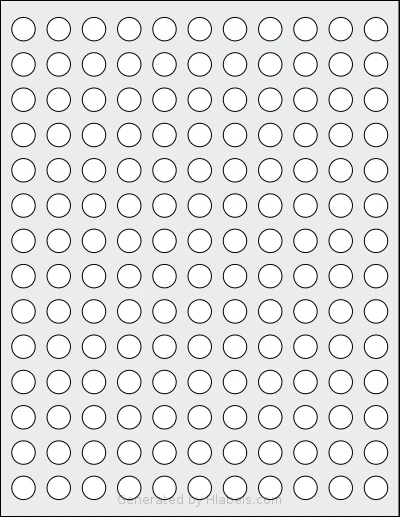 RoyalGreenMarket® RGM-154C template with 154 circle labels per sheet, each 0.5 inch in diameter, on Letter-size adhesive blank label sheets.