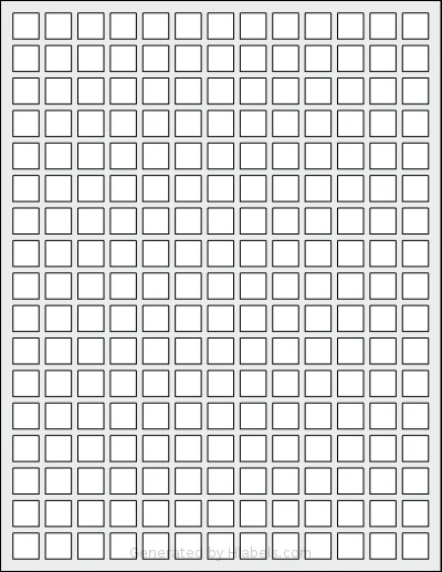 RoyalGreenMarket® RGM-221 template with 221 square 0.5 x 0.5 inch labels per sheet, on Letter-size adhesive blank label sheets.